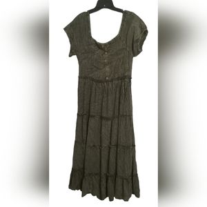 Ellen Weaver Green Denim Look Dress Size XL